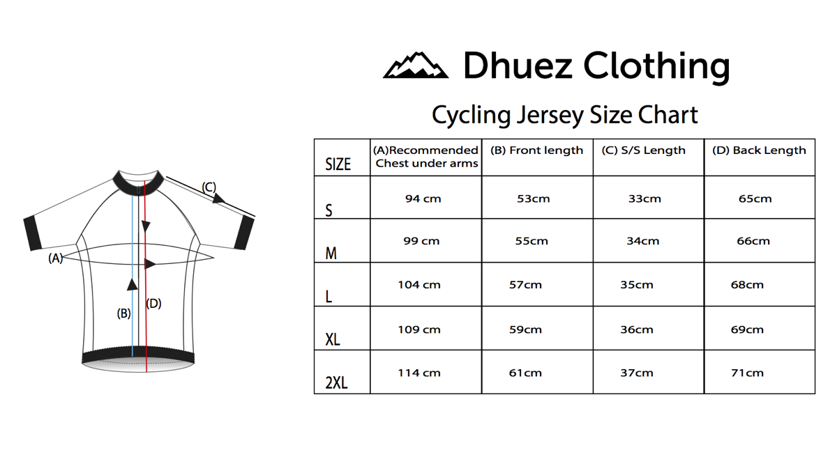 Jersey size chart